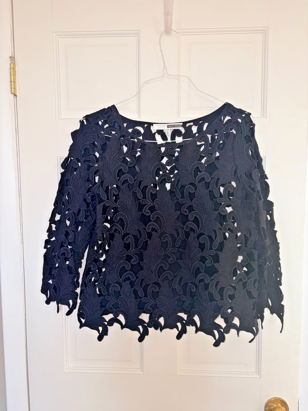 Tracy Reese Black Lace Cutwork Blouse Top NWT Women's NYC